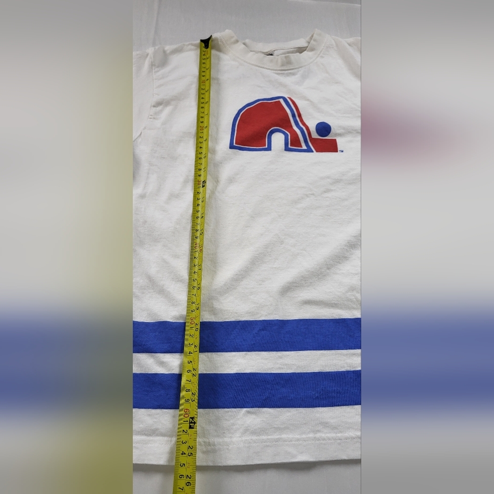 NHL White T-shirt Bud Light Of The Nordiques de W/ Blue Stripes - Picture 14 of 16